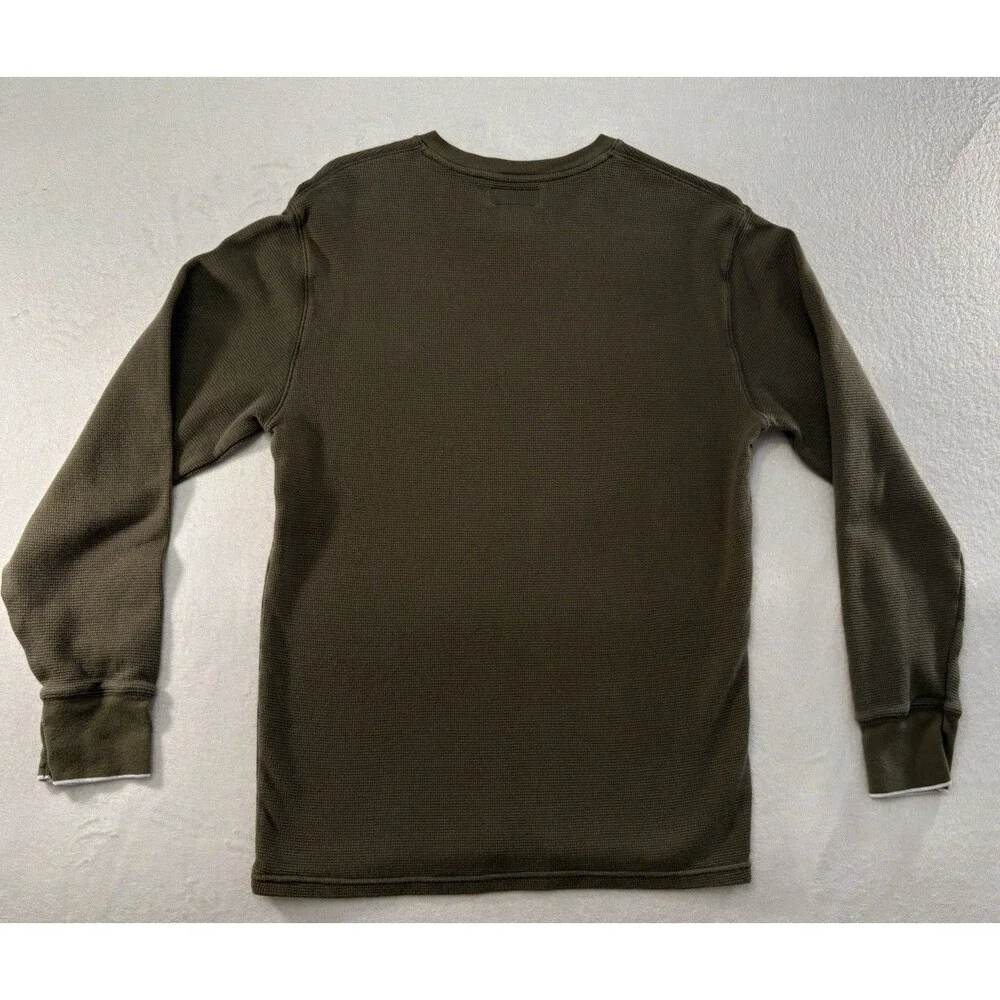 Polo Ralph Lauren Mens Olive Green Waffle Knit V Neck Sweater Medium